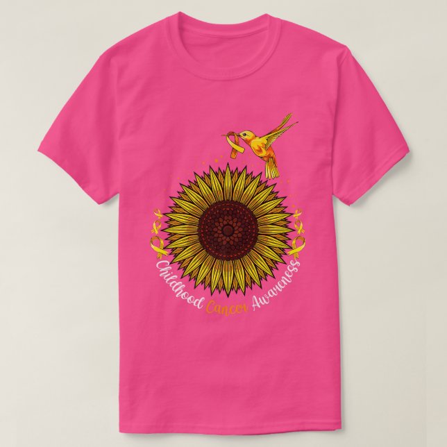 T-shirt Oiseau de mer Tournesol Jaune Cancer de l'enfance  (Design devant)