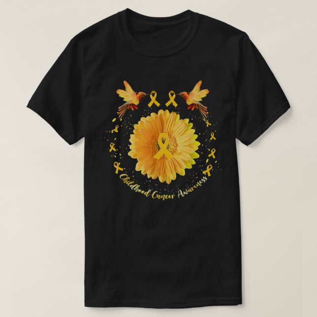 T-shirt Oiseau de mer Tournesol Jaune Cancer de l'enfance  (Design devant)