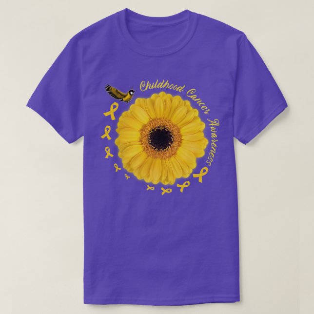 T-shirt Oiseau de mer Tournesol Jaune Cancer de l'enfance  (Design devant)