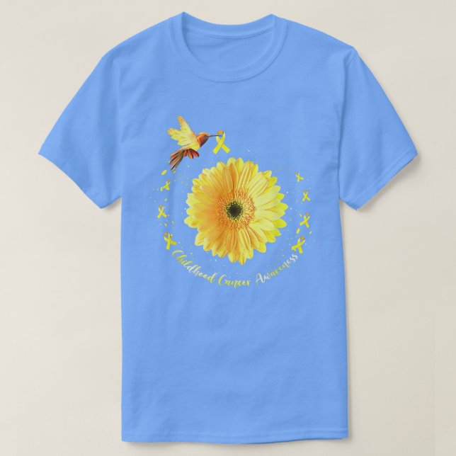 T-shirt Oiseau de mer Tournesol Jaune Cancer de l'enfance  (Design devant)