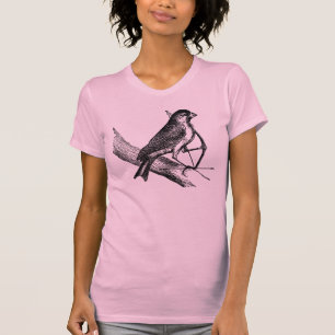T-shirt Oiseau de moineau de tir à l'arc avec le cru d'ar