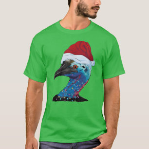 T-shirt Oiseau de Noël Cassowary Santa Hat XMas Lumières C