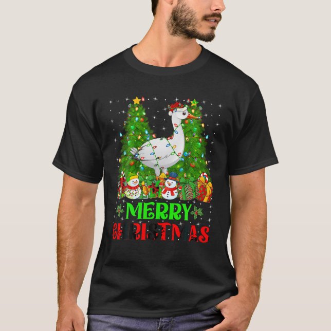 T-shirt Oiseau de Noël Lumières des arbres de Noël Vacance (Devant)