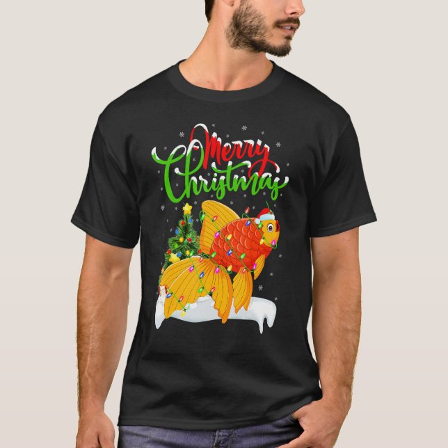 T-shirt Oiseau de poisson d'or Noël Éclairage Poisson d'or (Devant)