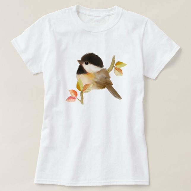 T-shirt Oiseau de poulet à capuchon noir (Design devant)