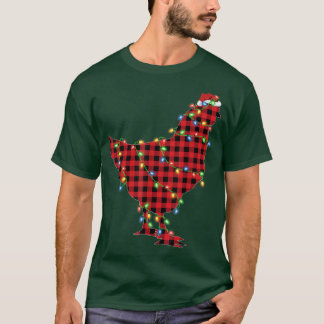 T-shirt Oiseau de poulet Jeu de Noël Lumières Buffalo roug