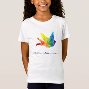 T-Shirt Oiseau de puzzle d'arc-en-ciel de sensibilisation