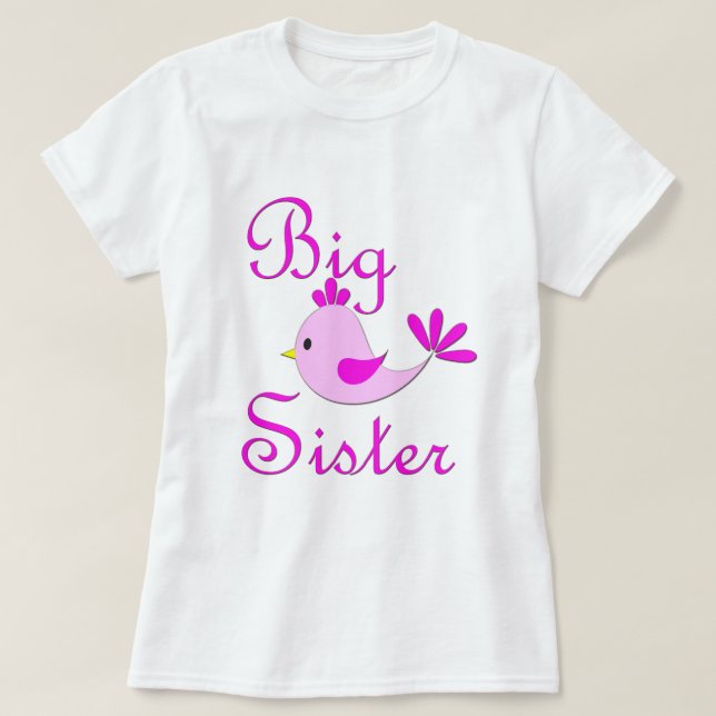 T-shirt Oiseau de rose de grande soeur (Design devant)