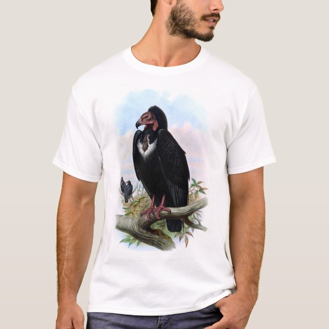 T-shirt Oiseau de vautour noir vintage (Devant)