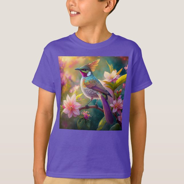 T-shirt Oiseau d'Imaginaire à arc-en-ciel orangé (Devant)