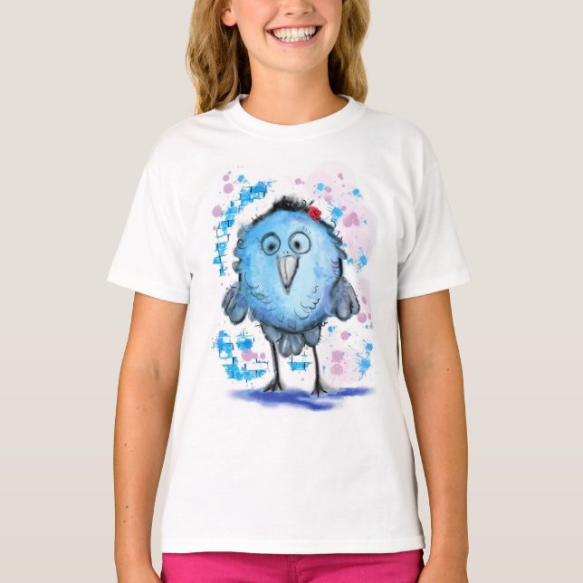 T-shirt Oiseau drôle - Aquarelle - Doux (Devant)