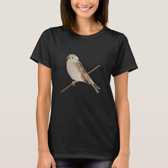 T-shirt Oiseau du Bruant sur une brindille (Devant)
