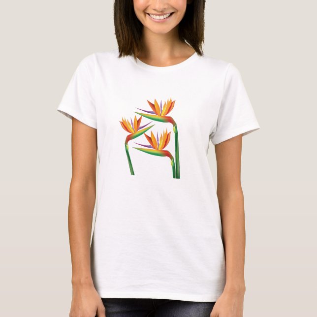 T-shirt Oiseau du Paradis Fleurs tropicales Personnalisées (Devant)