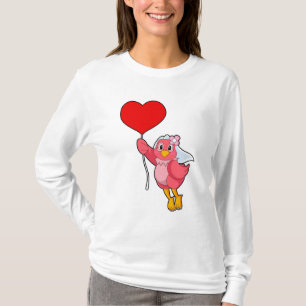 T-shirt Oiseau en fiancée avec voile et ballon en forme de