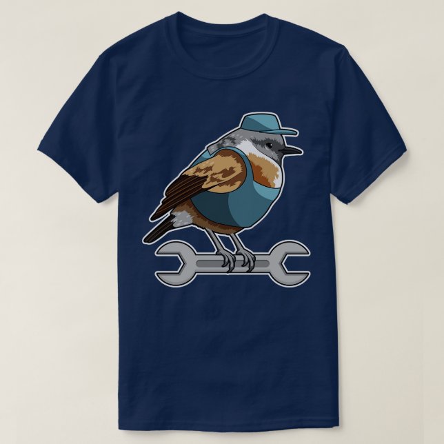T-shirt Oiseau en ftsman avec Clé à écrou (Design devant)