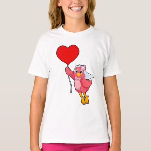 T-shirt Oiseau en mariée avec Voile et Balloon Coeur