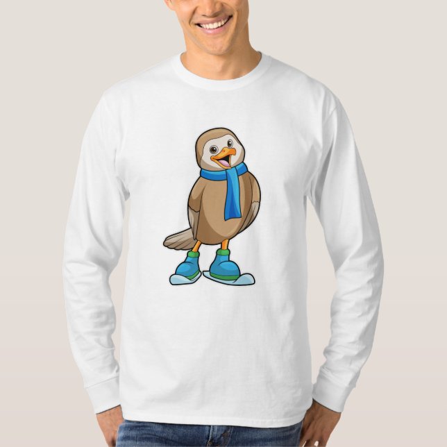T-shirt Oiseau en ski avec Ski & Scarf (Devant)