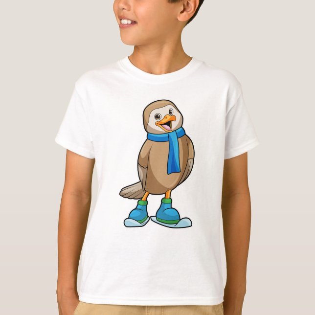 T-shirt Oiseau en ski avec Ski & Scarf (Devant)