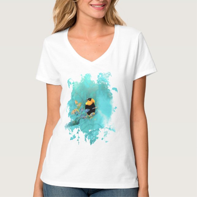 T-shirt Oiseau exotique "CHANSON SUR LE VENT" (Devant)
