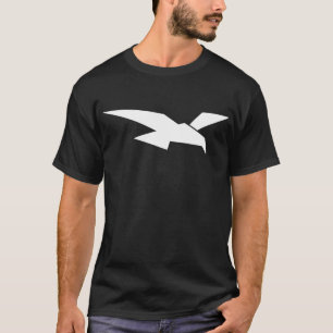 T-shirt Oiseau géométrique abstrait de blanc montant ver
