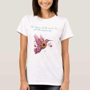 T-shirt Oiseau Humide Personnalisé volant avec des fleurs