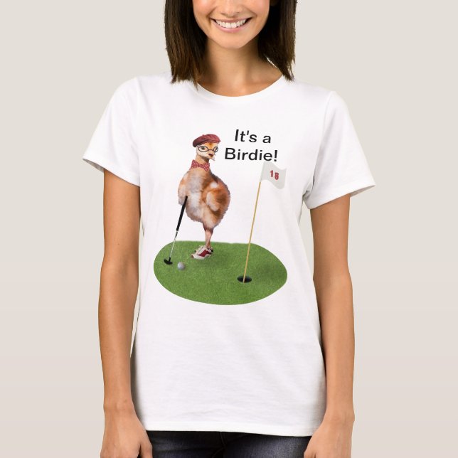 T-shirt Oiseau humoristique jouant au golf, texte (Devant)