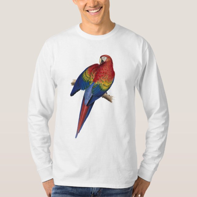 T-shirt Oiseau jaune rouge de vert bleu de perroquet d'ara (Devant)