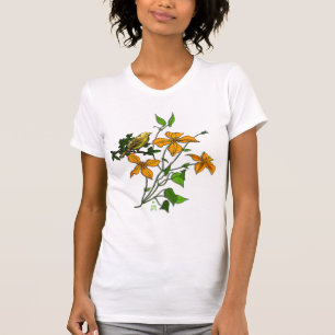 T-shirt Oiseau jaune sur les lis tigrés oranges
