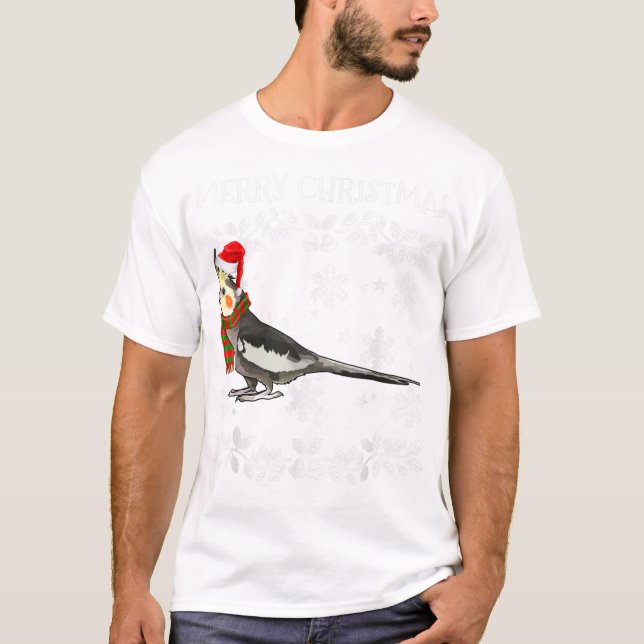 T-shirt Oiseau Joyeux Ornement de Noël Cockatiel (Devant)