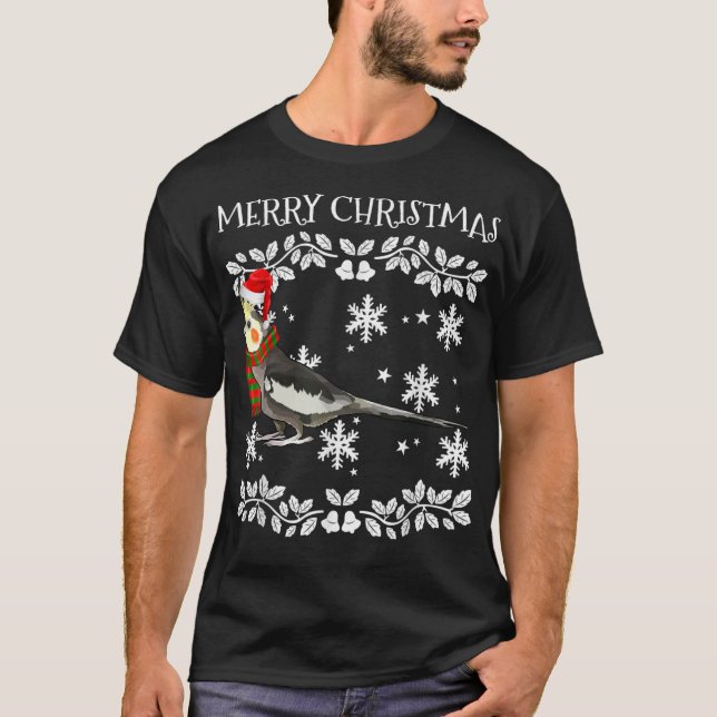 T-shirt Oiseau Joyeux Ornement de Noël Cockatiel (Devant)