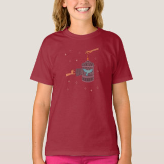 T-shirt Oiseau libre Cage à oiseaux | Art folklorique Main
