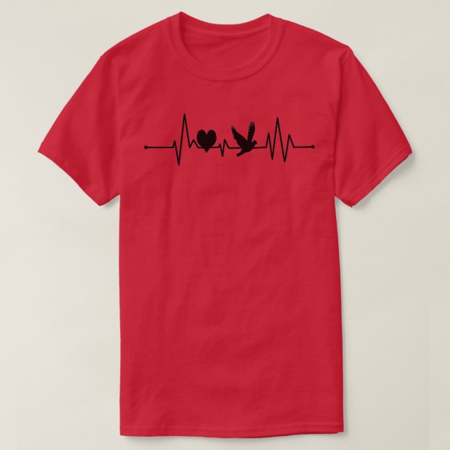 T-shirt Oiseau Lover ECG coeur battement oiseau volant (Design devant)