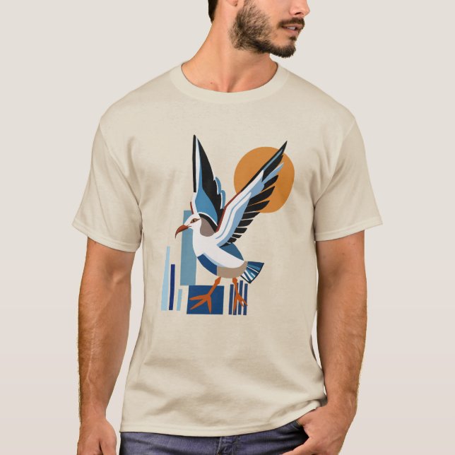 T-shirt Oiseau marin géométrique (Devant)