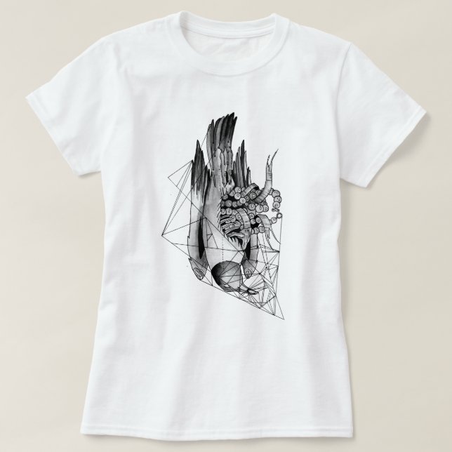 T-shirt Oiseau mort noir et blanc (Design devant)