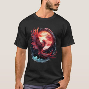 T-shirt Oiseau mythique du coucher de soleil Phénix Risi