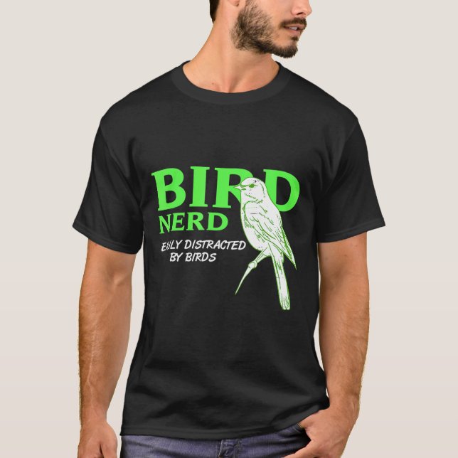 T-shirt Oiseau Nerd Facilement Distrait Par Les Oiseaux Pr (Devant)