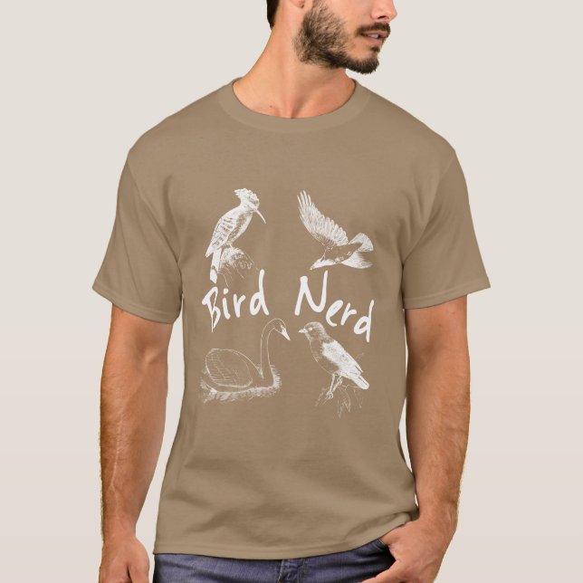 T-shirt Oiseau Nerd Oiseau ornithologue Oiseau Aile gi (Devant)