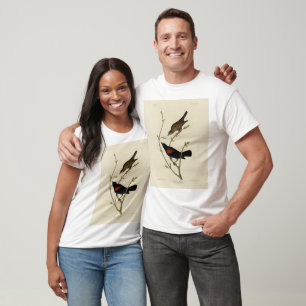 T-shirt Oiseau noir à ailes rouges - Oiseaux d'Amérique d'