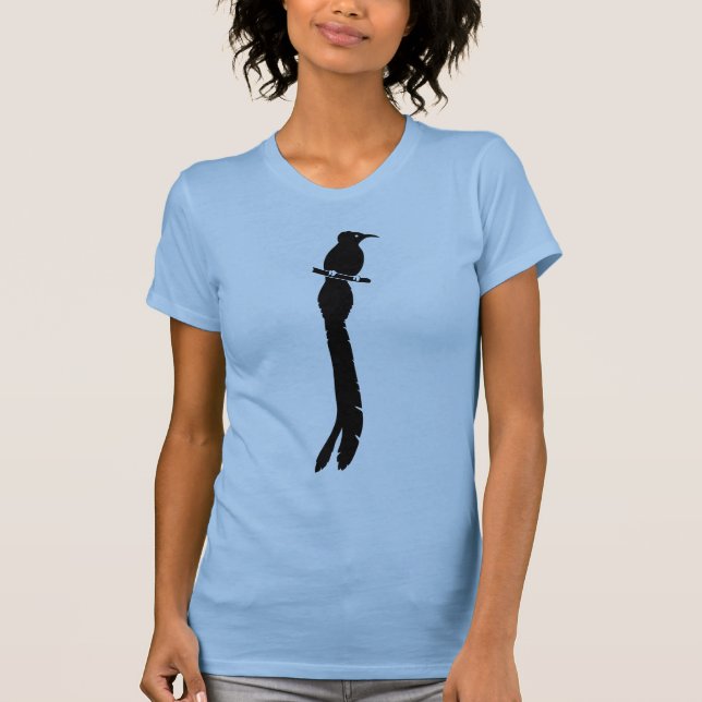 T-shirt Oiseau noir de graphique de silhouette de paradis (Devant)