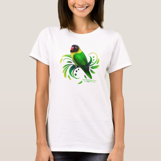 T-shirt Oiseau noir vert masqué (Devant)
