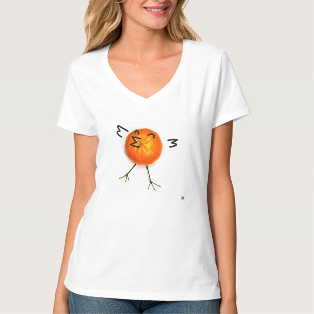 T-SHIRT OISEAU, OISEAU ORANGE. (Devant)