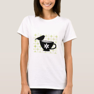 T-shirt Oiseau sur silhouette de tasse à thé