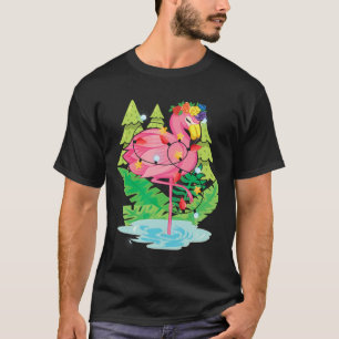 T-shirt Oiseau Tropical Animal Flamant Lumières Xmas Noël