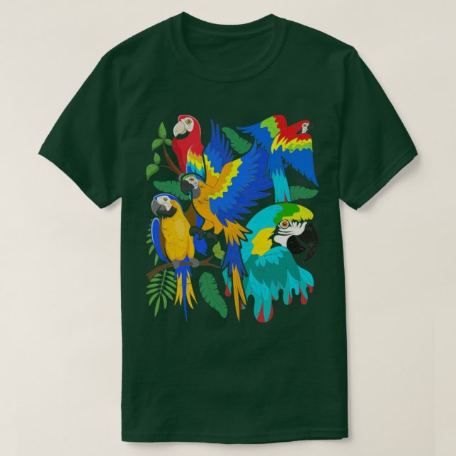 T-shirt Oiseau Tropical Oiseau Macaw Parrot (Design devant)
