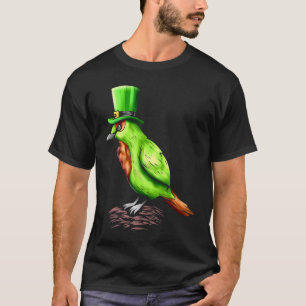 T-shirt Oiseau Vert Avec Casquette Leprechaun En Jour de l