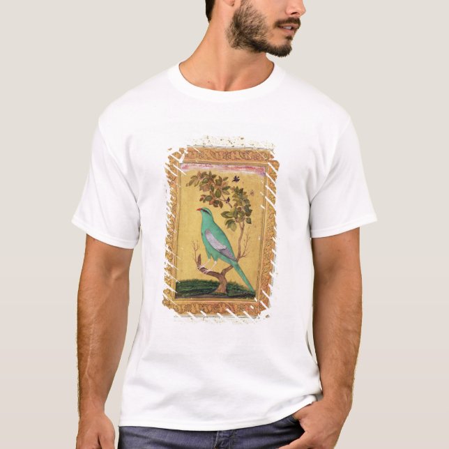 T-shirt Oiseau vert, Mughal (gouache sur le papier) (Devant)