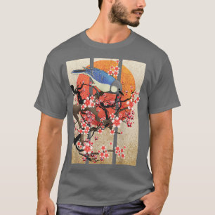 T-shirt Oiseau vintage Art japonais Sakura Cerry Blossom F