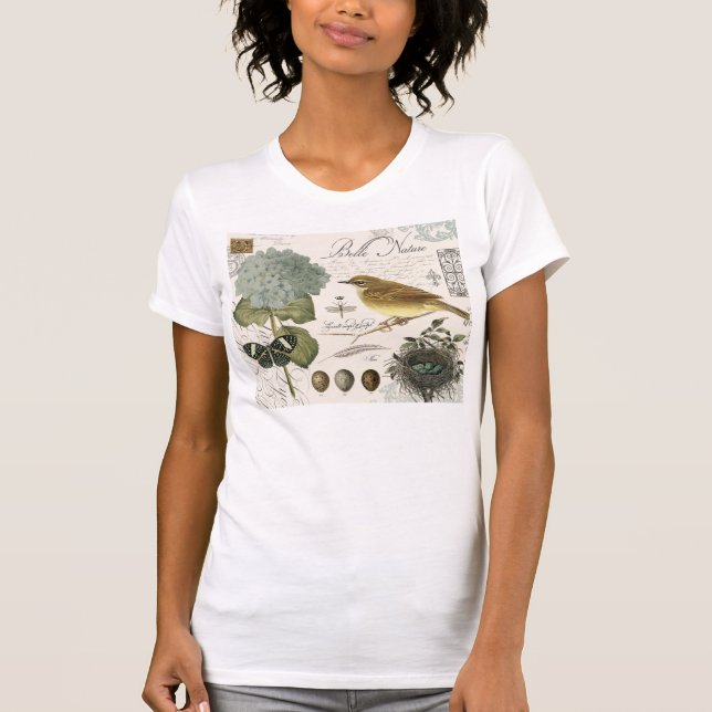 T-shirt oiseau vintage et nid (Devant)