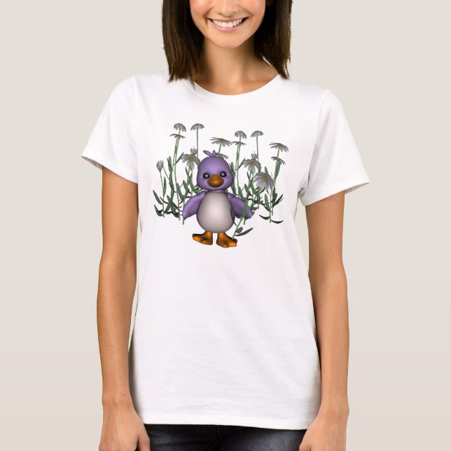 T-shirt Oiseau Violet Et Faisceaux Whimsical  (Devant)