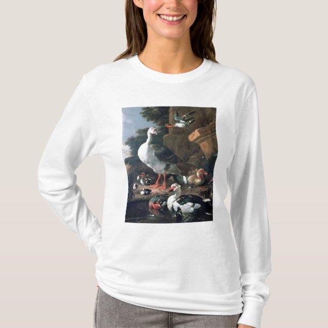 T-shirt Oiseaux aquatiques dans un paysage classique, (Devant)